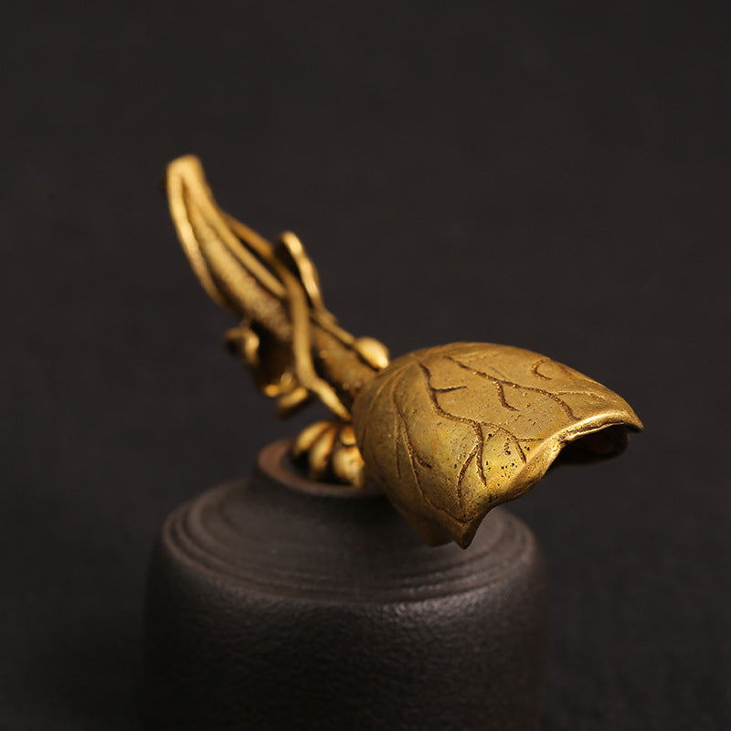 Lotus Leaf Tea Scoop ✦ Vintage Brass Tea Scoop
