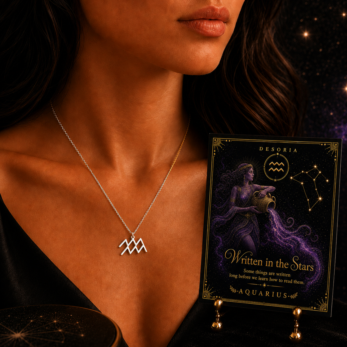 Written in the Stars ✦ Aquarius Zodiac Necklace