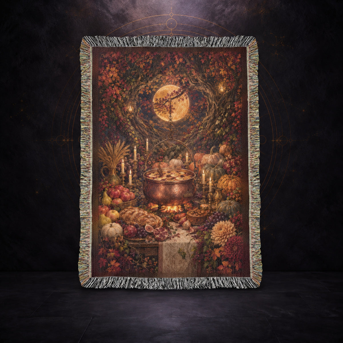 The Harvest Moon Feast ✦ 100% Cotton Heirloom Woven Blanket