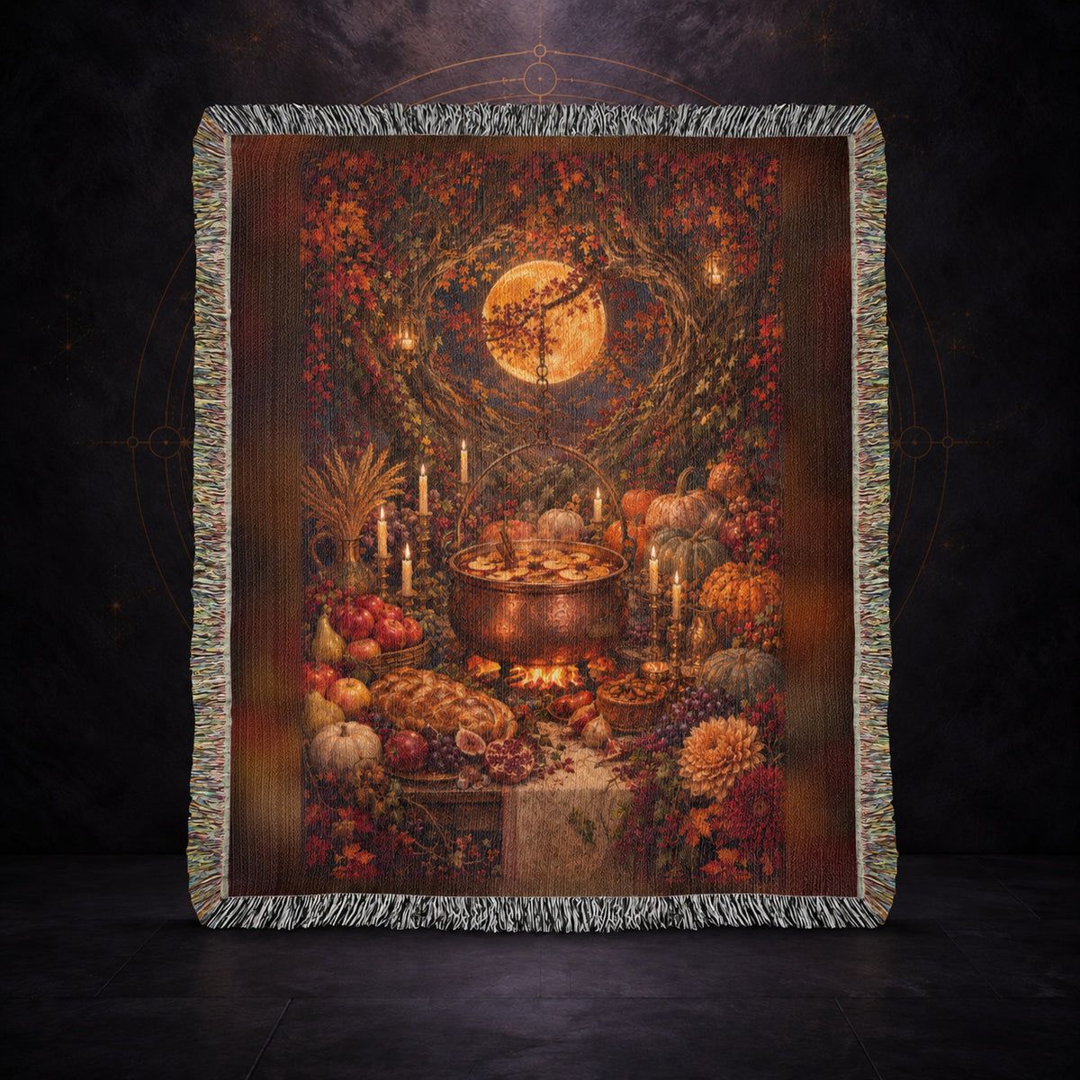 The Harvest Moon Feast ✦ 100% Cotton Heirloom Woven Blanket