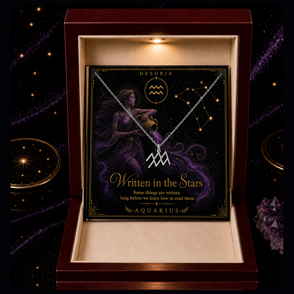 Written in the Stars ✦ Aquarius Zodiac Necklace