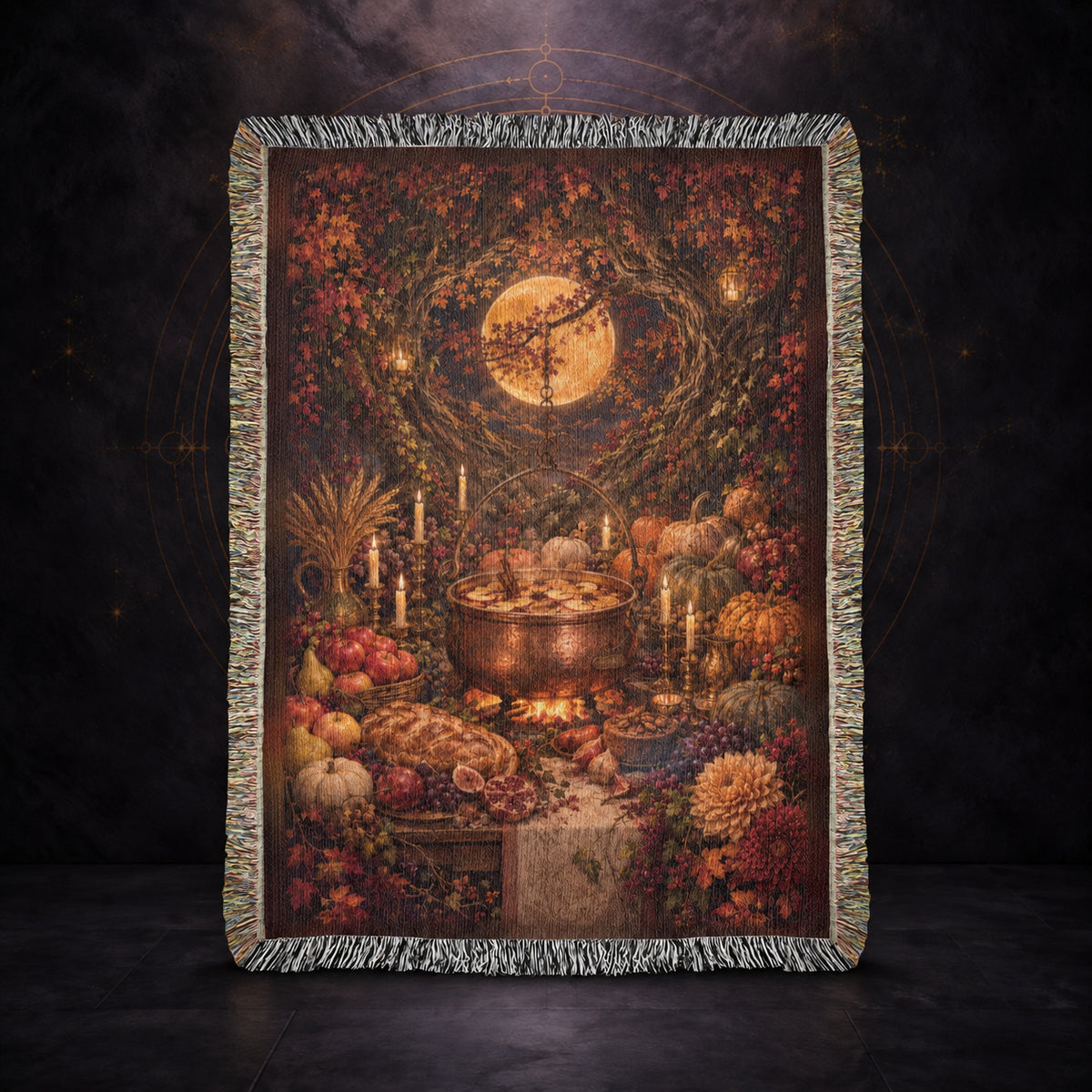 The Harvest Moon Feast ✦ 100% Cotton Heirloom Woven Blanket