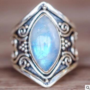 Vintage Moonlight Stone Statement Ring ✦ Celestial Jewelry