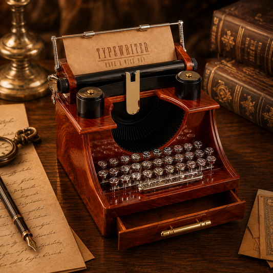 Vintage Typewriter Music Box ✦ Retro Desk Decor