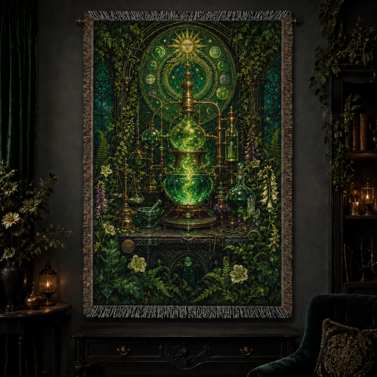 The Emerald Crucible ✦ 100% Cotton  Heirloom Woven Blanket