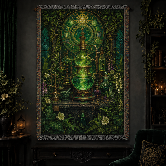 The Emerald Crucible ✦ 100% Cotton  Heirloom Woven Blanket