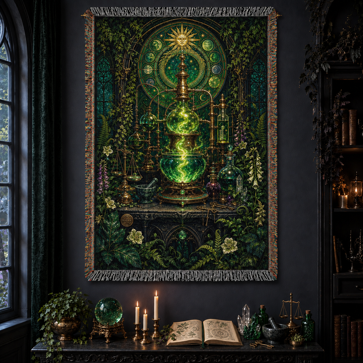 The Emerald Crucible ✦ 100% Cotton  Heirloom Woven Blanket