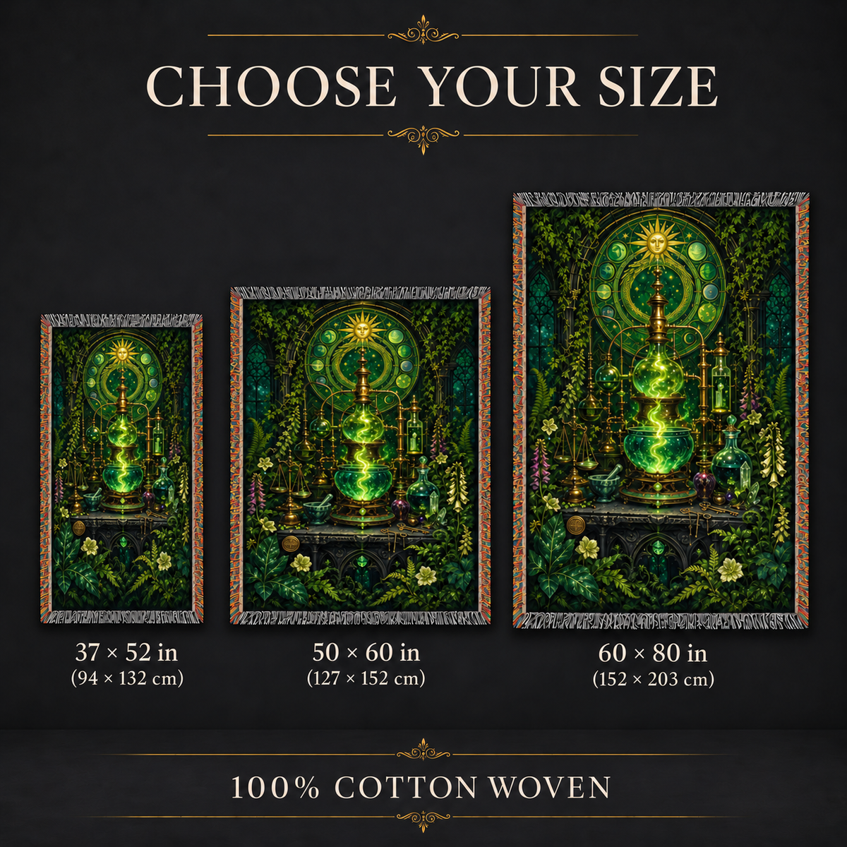 The Emerald Crucible ✦ 100% Cotton  Heirloom Woven Blanket
