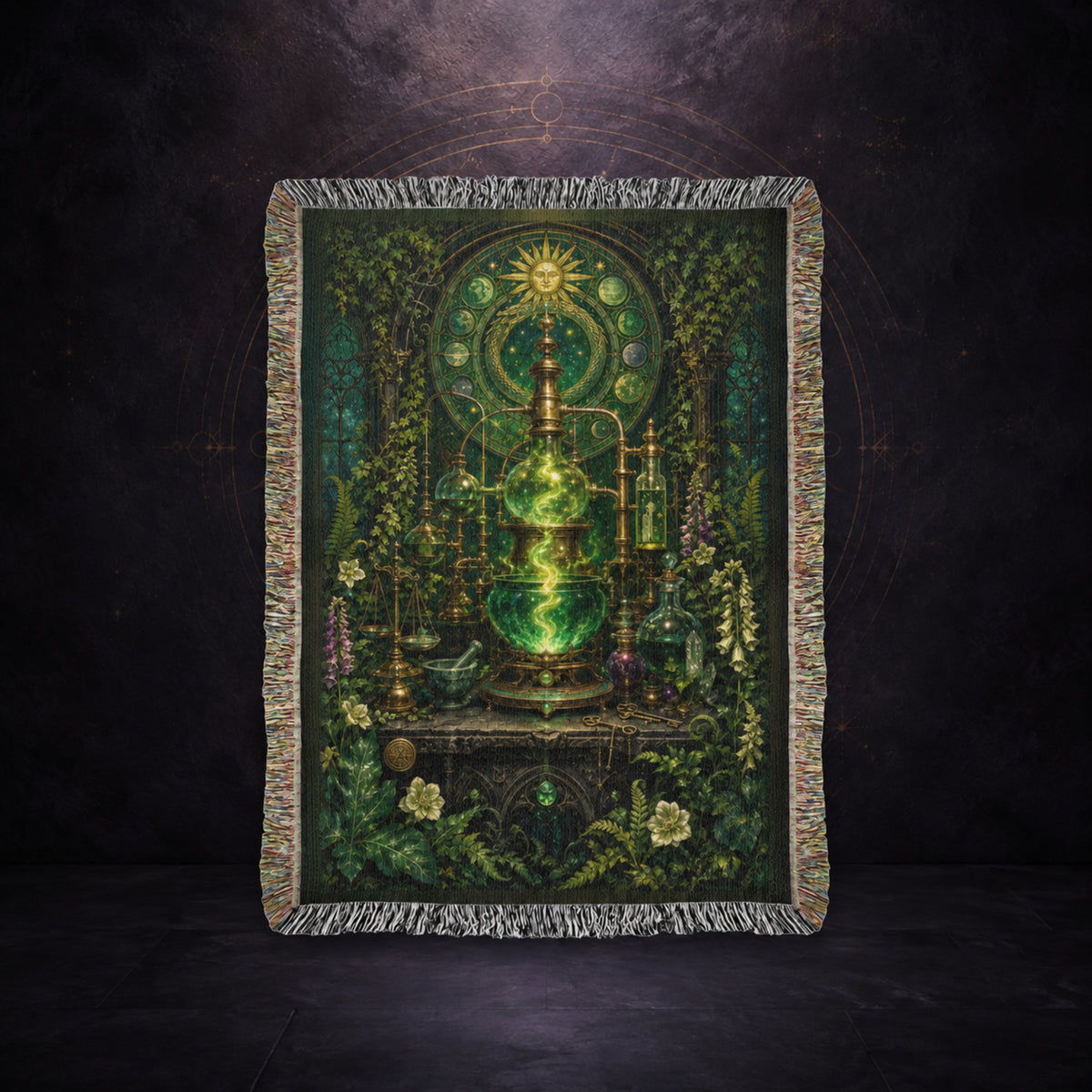 The Emerald Crucible ✦ 100% Cotton  Heirloom Woven Blanket