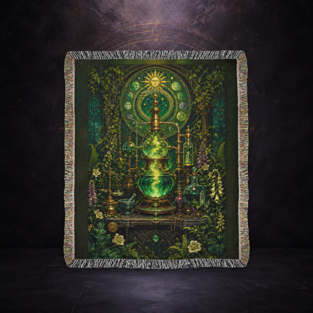 The Emerald Crucible ✦ 100% Cotton  Heirloom Woven Blanket