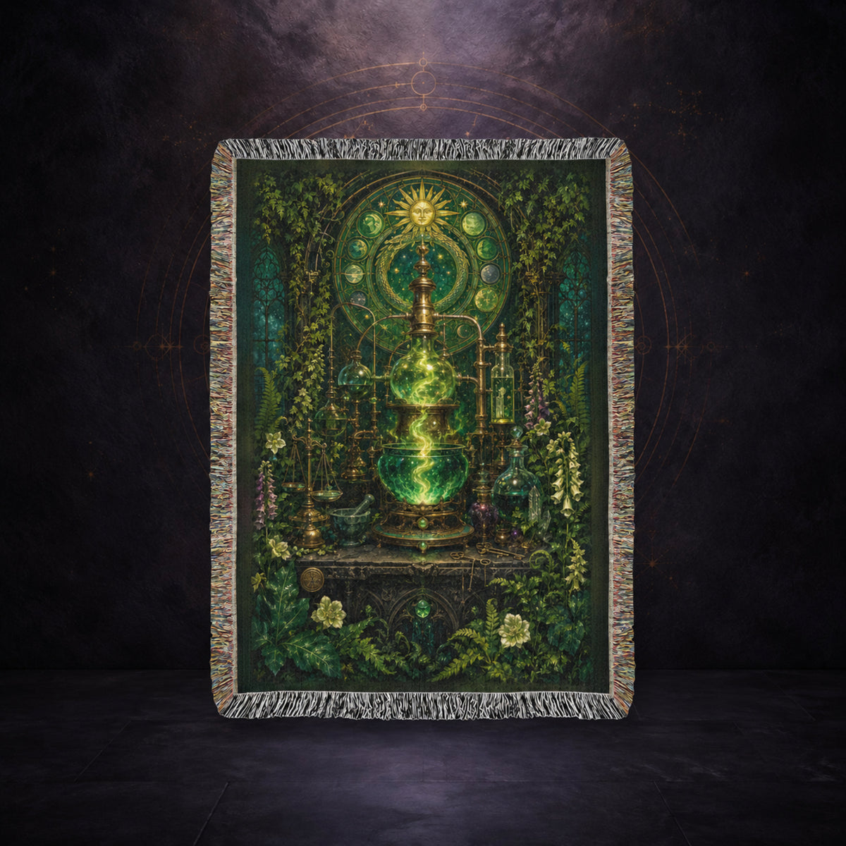 The Emerald Crucible ✦ 100% Cotton  Heirloom Woven Blanket