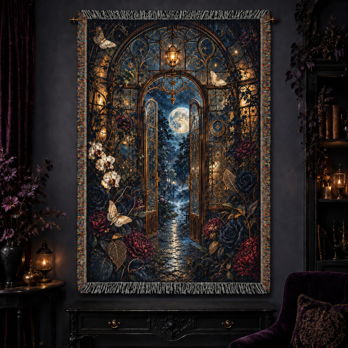 The Midnight Conservatory ✦ 100% Cotton Heirloom Woven Blanket