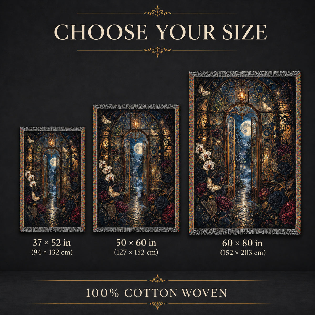The Midnight Conservatory ✦ 100% Cotton Heirloom Woven Blanket