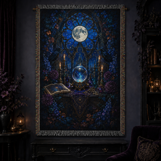 The Moonlit Oracle ✦ 100% Cotton Heirloom Woven Blanket