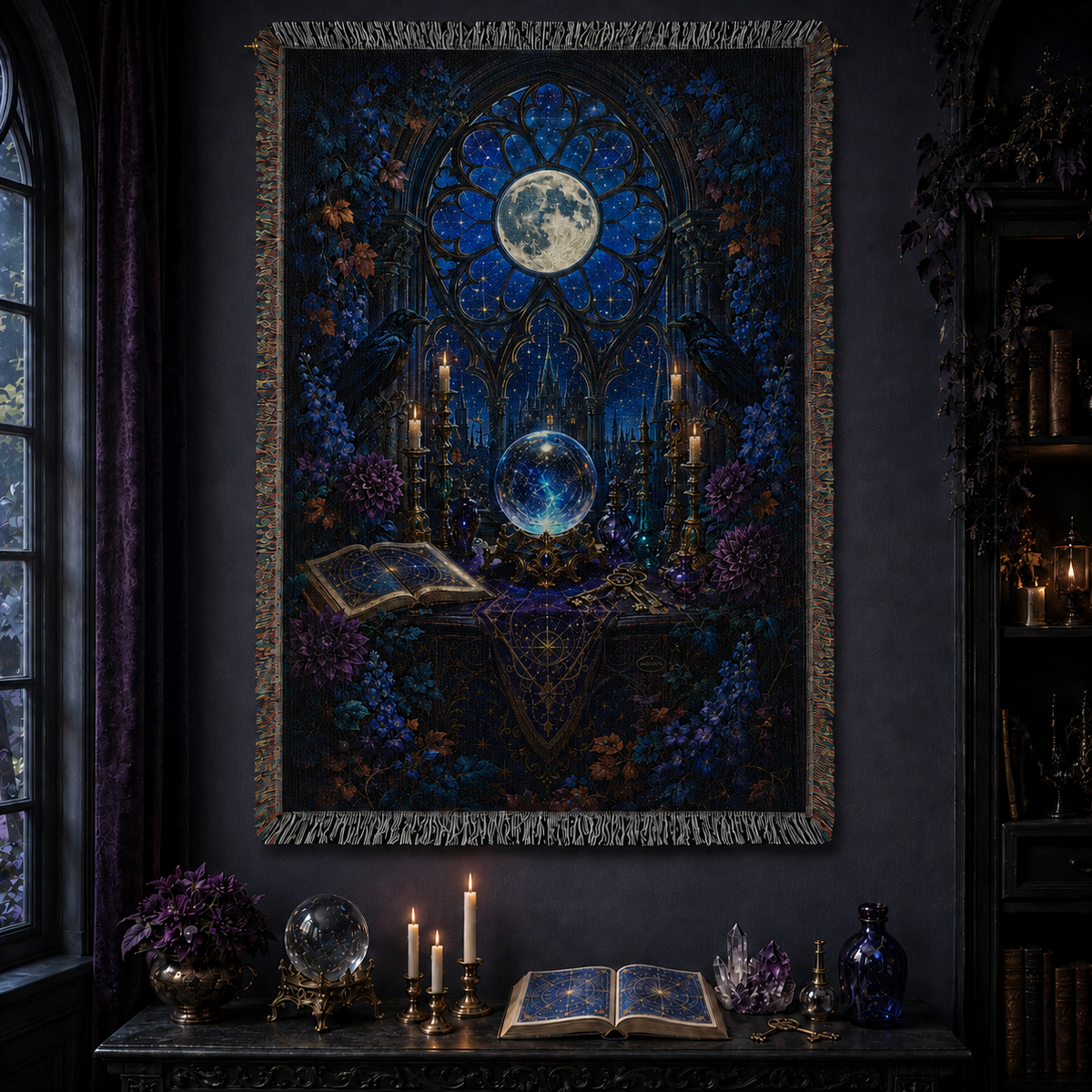 The Moonlit Oracle ✦ 100% Cotton Heirloom Woven Blanket