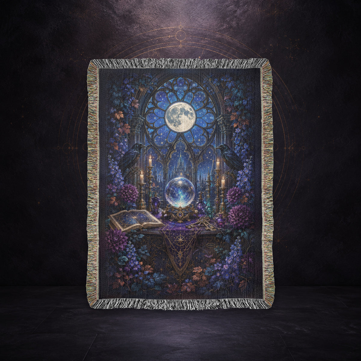 The Moonlit Oracle ✦ 100% Cotton Heirloom Woven Blanket