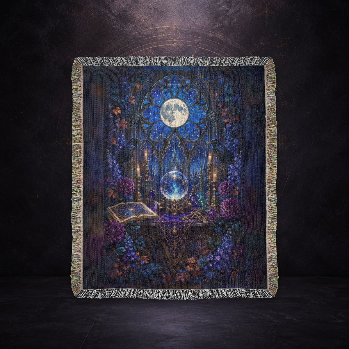 The Moonlit Oracle ✦ 100% Cotton Heirloom Woven Blanket