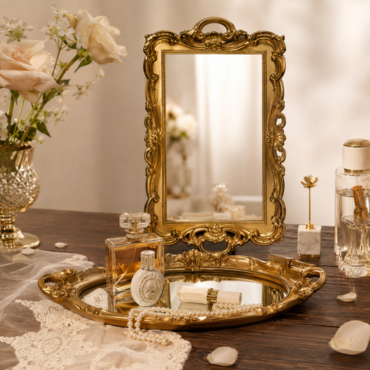 Old-World Mirror Vanity Tray ✦ Vintage Style Decor