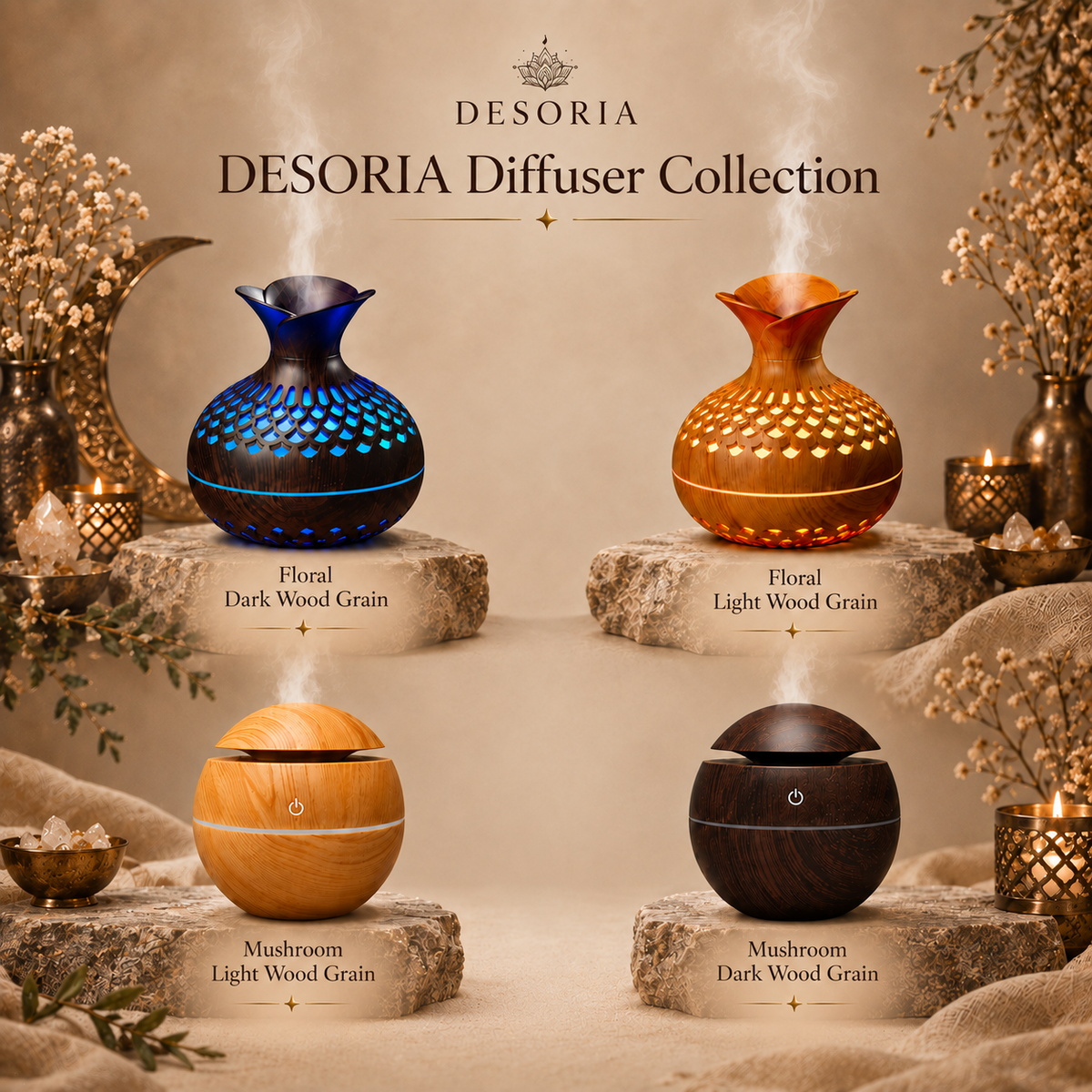 Wood Grain Aroma Diffuser & Ambient Light