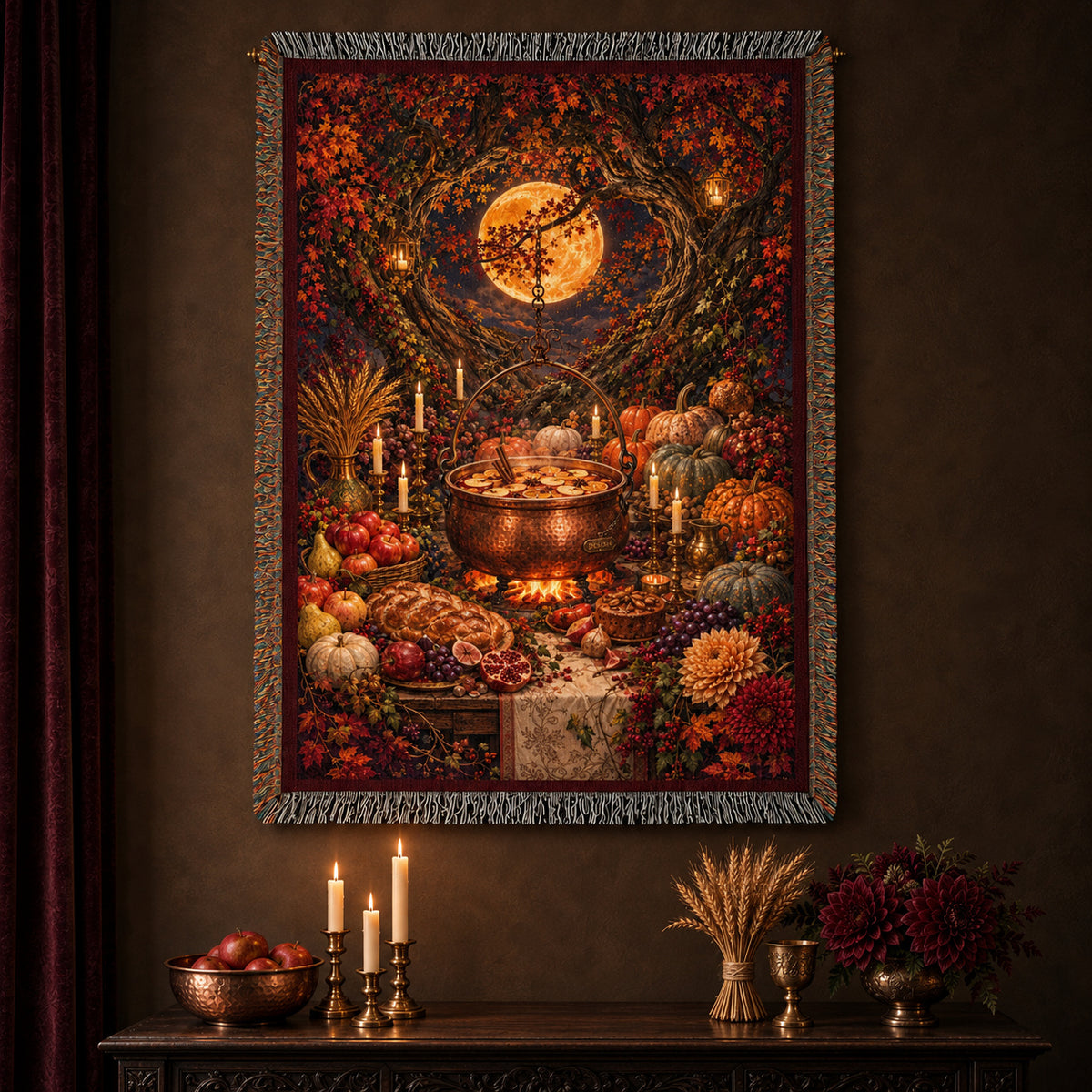 The Harvest Moon Feast ✦ 100% Cotton Heirloom Woven Blanket