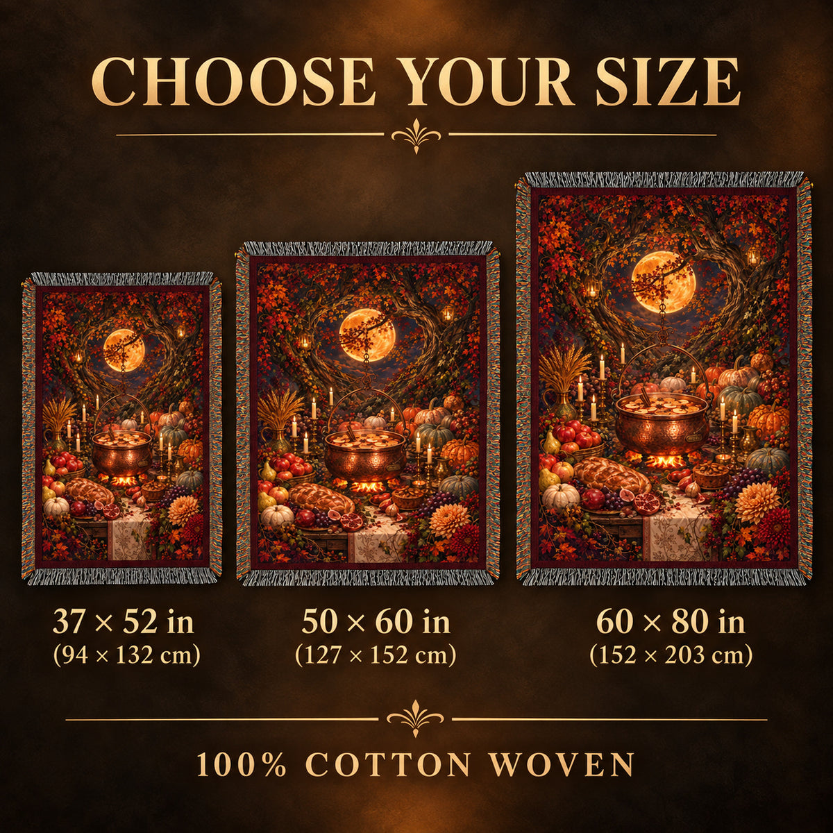 The Harvest Moon Feast ✦ 100% Cotton Heirloom Woven Blanket