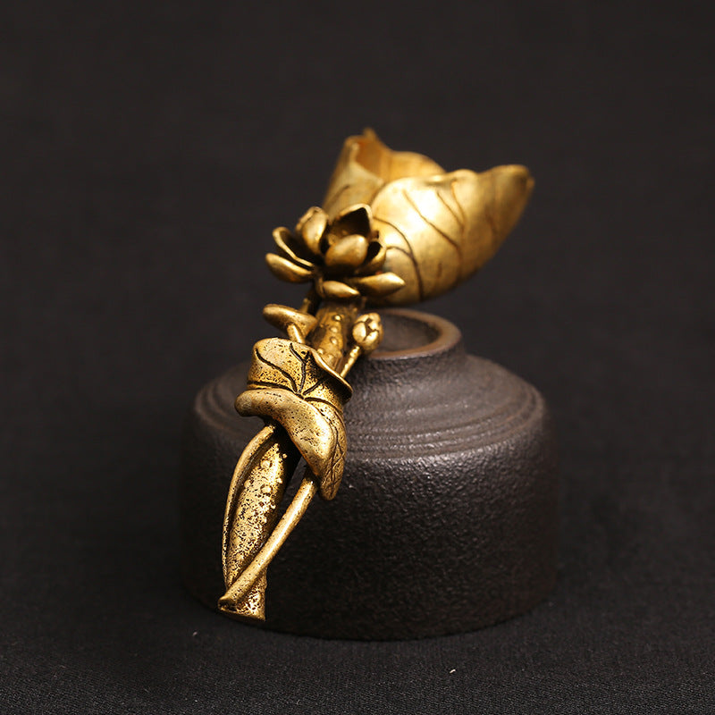 Lotus Leaf Tea Scoop ✦ Vintage Brass Tea Scoop